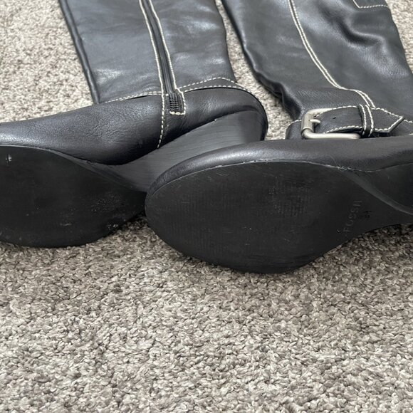 Fossil Women's Black Leather Boots - Size 8 1/2 - Picture 6 of 6